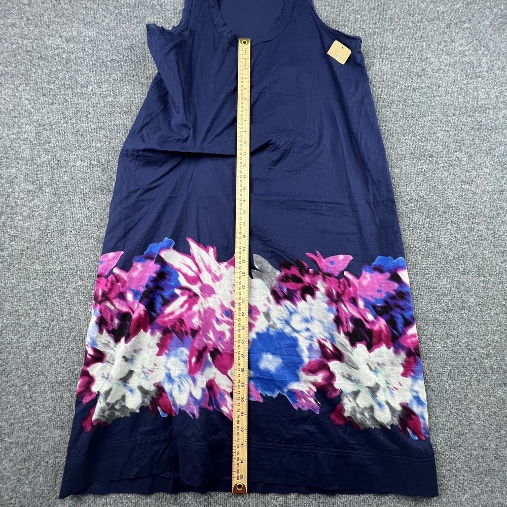 DKNY Pure Women's L Navy Sleeveless Dress Floral Hem Print Cotton NWT - Picture 3 of 7
